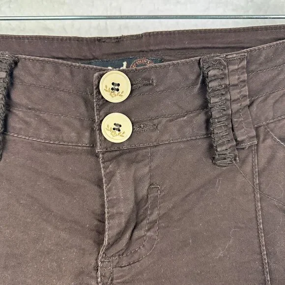 2/$30 Vintage Rewind Crop Capri Pants Size 5 Brown Y2K Sporty Coquette Low Rise - Picture 7 of 12